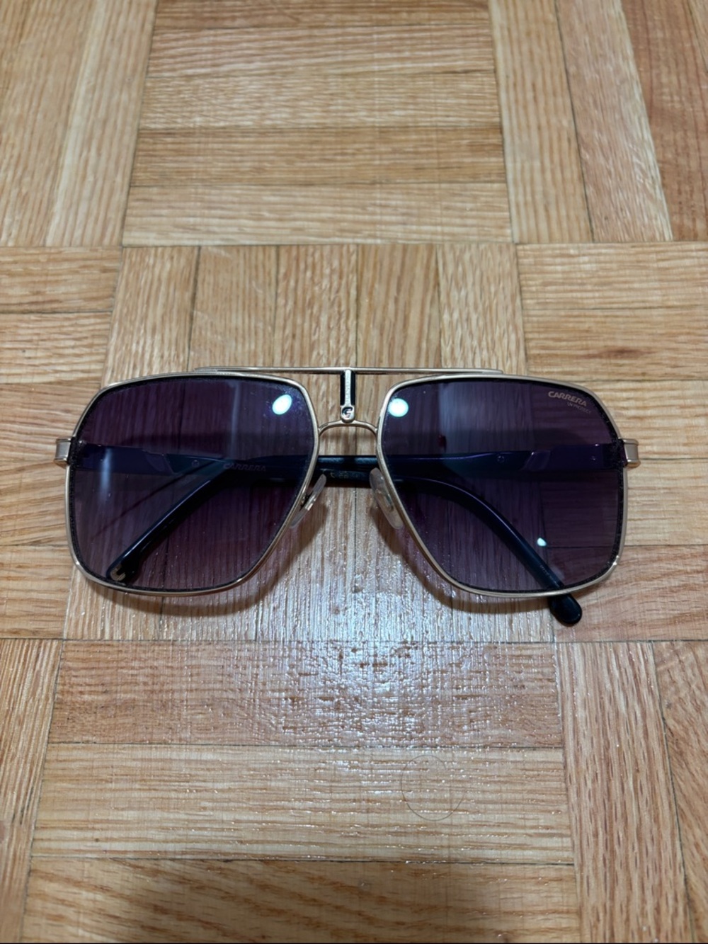 Carrera Gold Frame Sunglasses with Purple Lenses